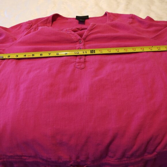 Lane Bryant Size 14-16 Lightweight Pink Gauzy Blouse V-Neck with Buttons Cotton - Picture 4 of 13